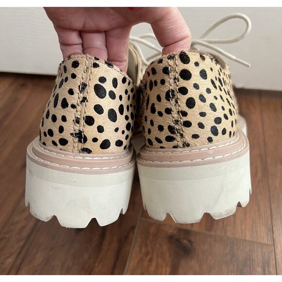 DOLCE VITA Martie Lace-Up Leopard Print Calf Hair Lug Sole Oxford Shoes Sz 11 - Picture 7 of 10